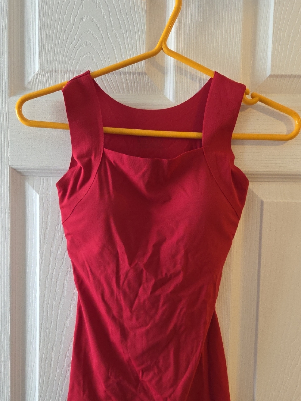 Red Sleeveless Square-Neck Women's Dress